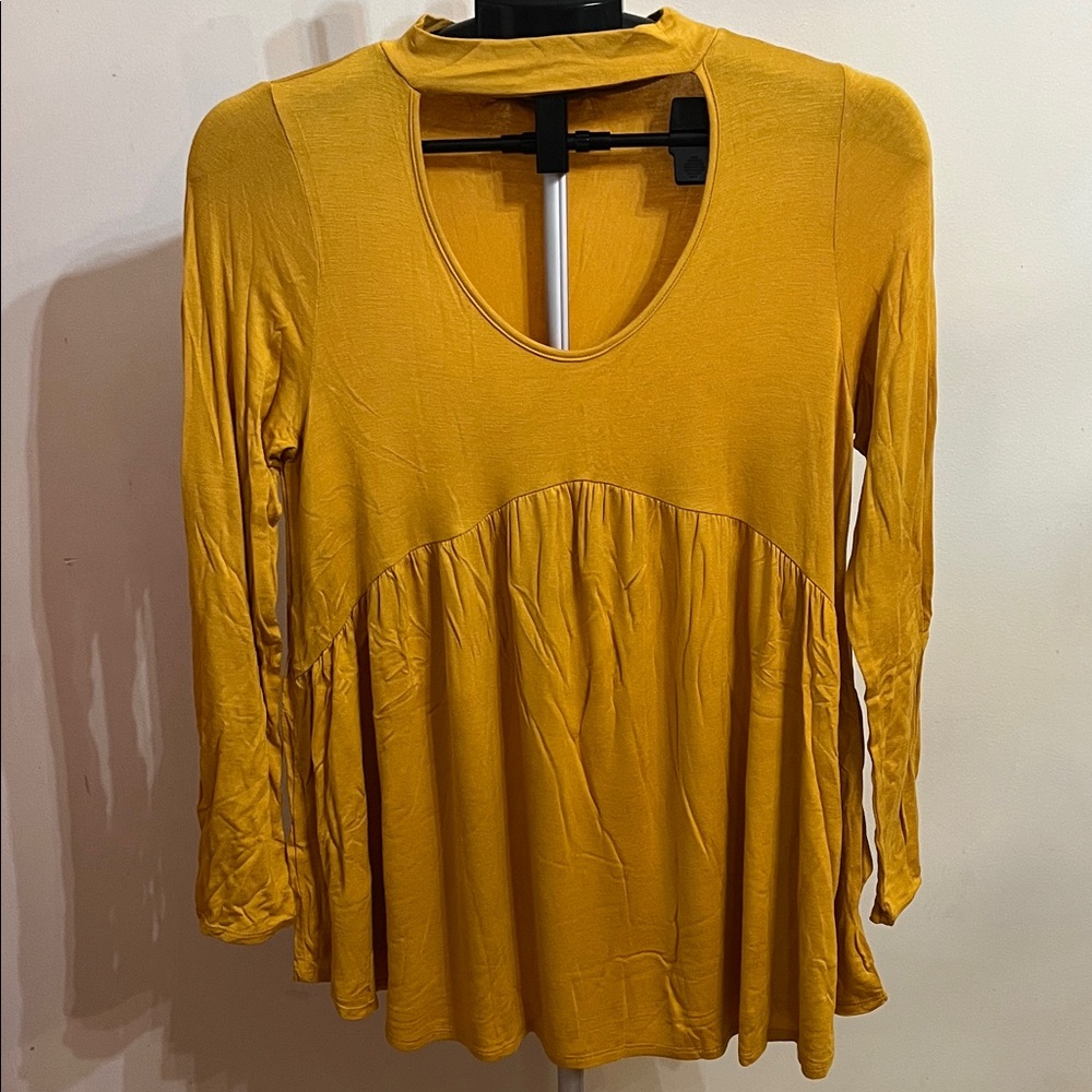 NWOT Anthropologie Ella Mara Women's Mustard Yellow Long Sleeve Top